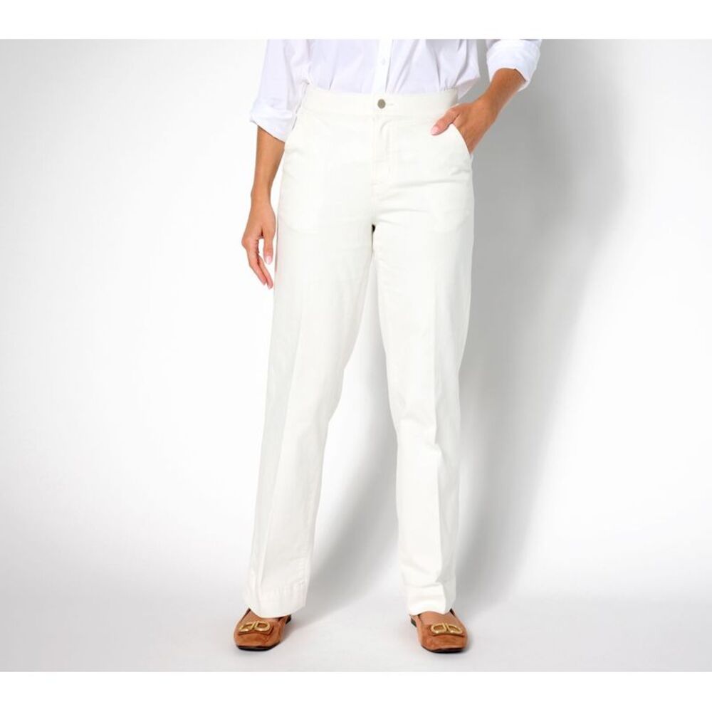 Denim & Co. Women's Plus Sz Pants 18 Signature Color Perfect Flex White A655141